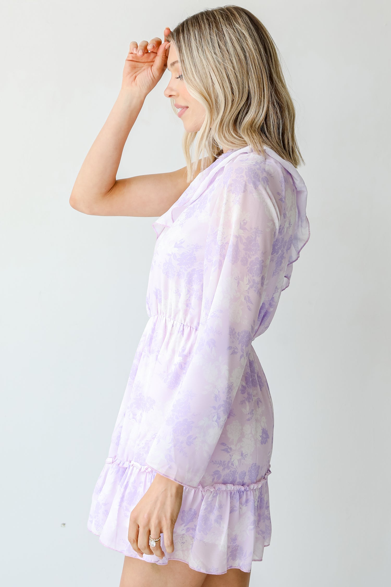 Floral One-Shoulder Mini Dress side view