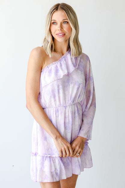 Floral One-Shoulder Mini Dress front view