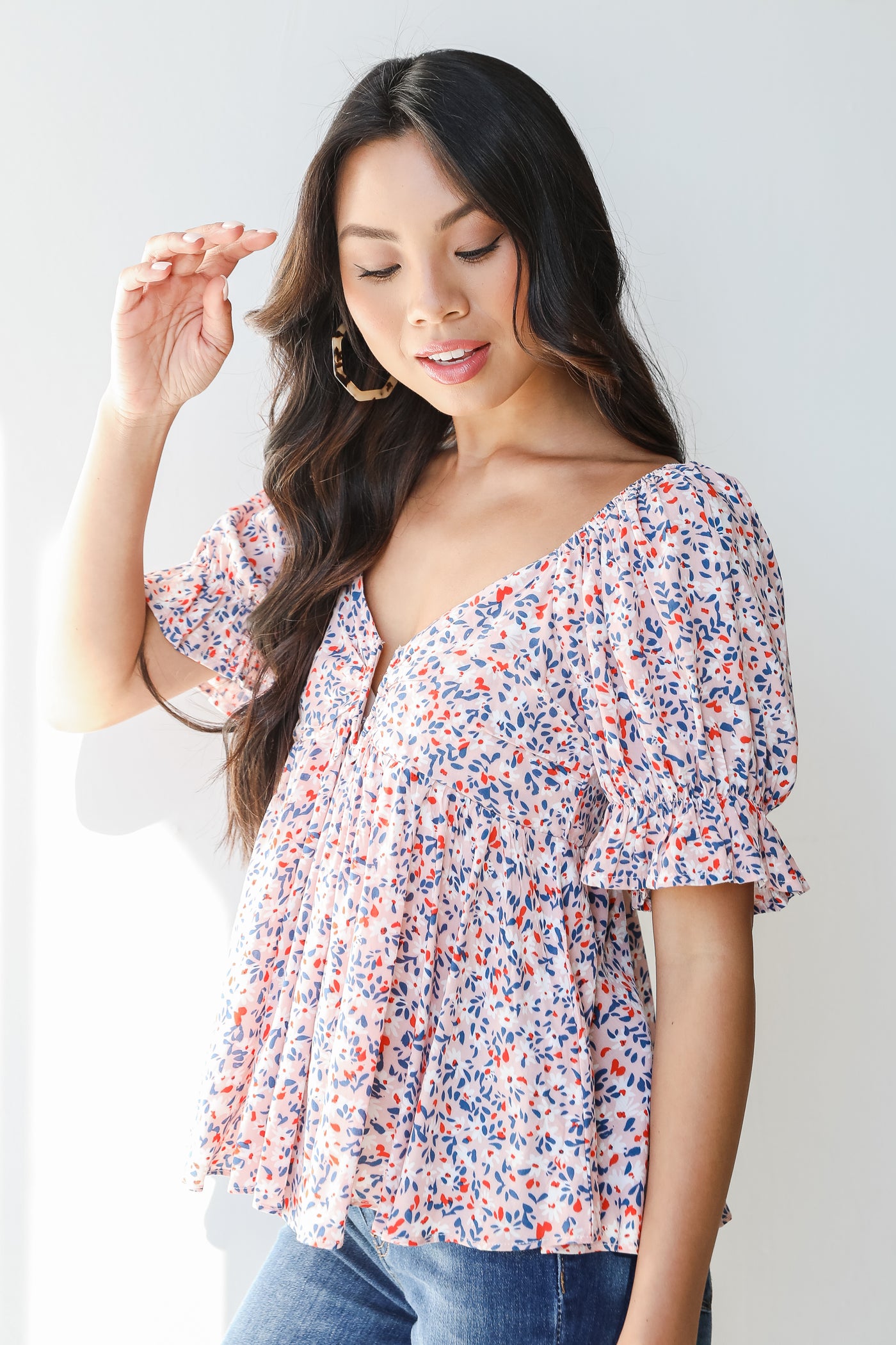Floral Babydoll Blouse side view
