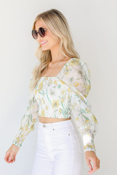 Smocked Floral Blouse side view
