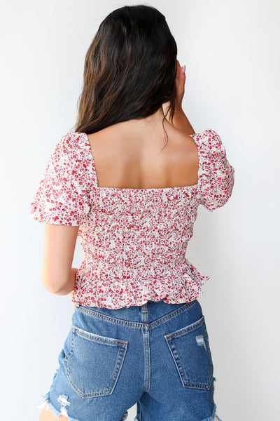 Smocked Floral Blouse back view