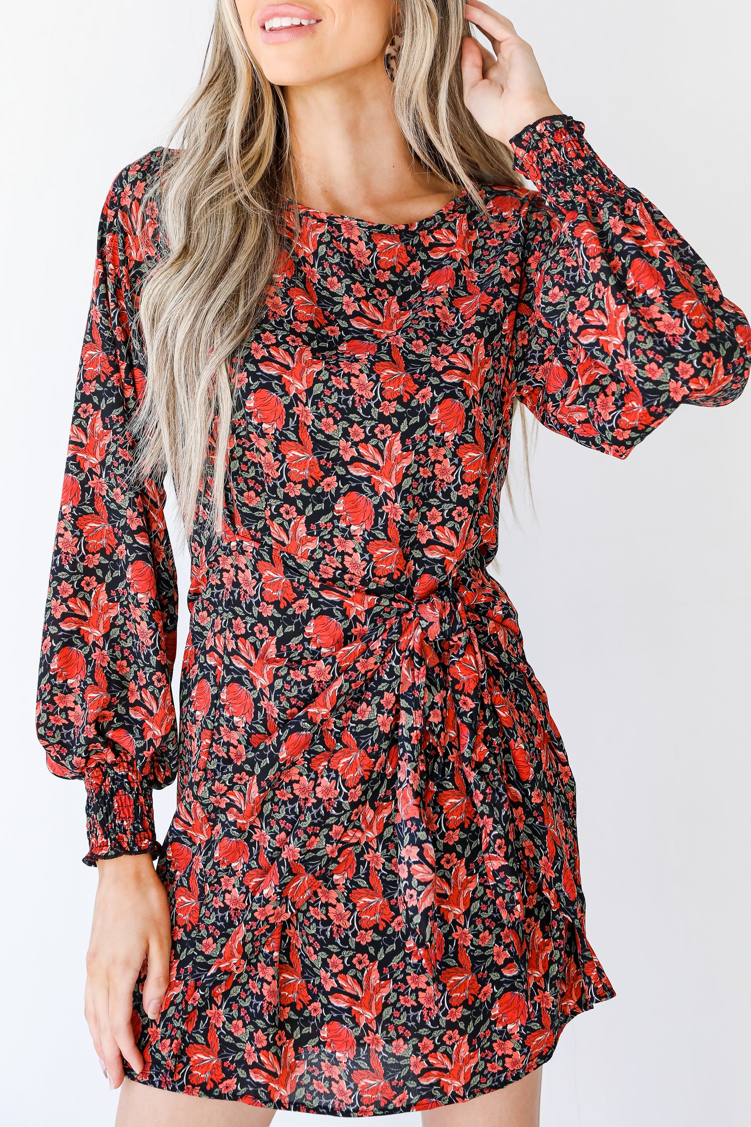 Floral Wrap Dress close up