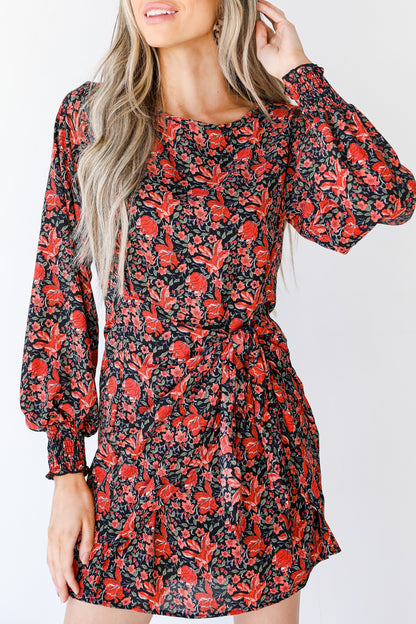 Floral Wrap Dress close up