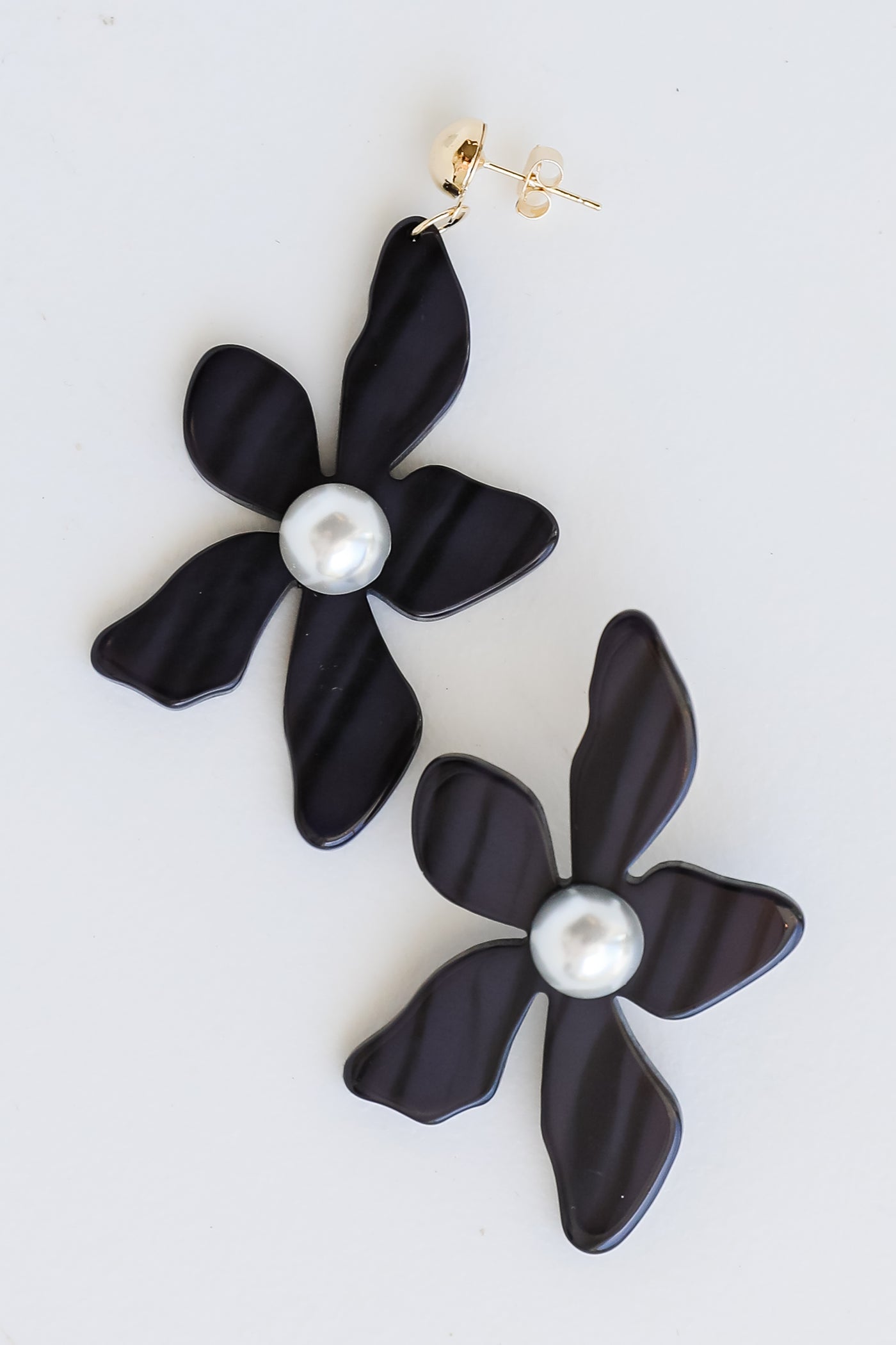black Flower Statement Earrings
