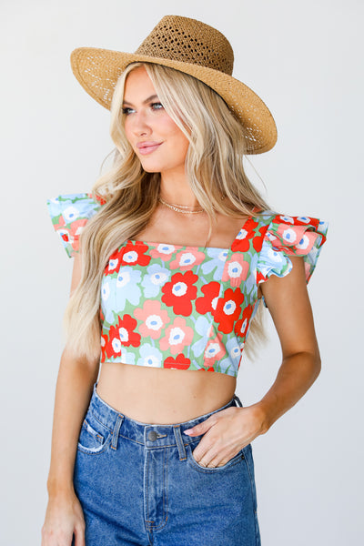 model wearing a Floral Crop Top
