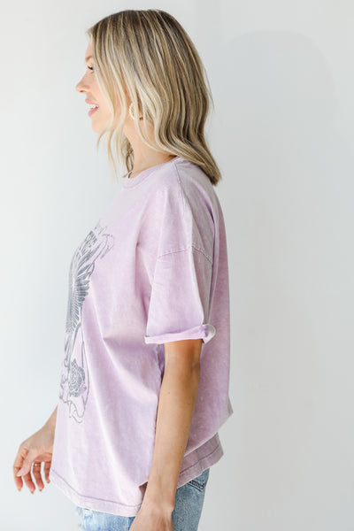 Free Bird Acid Washed Tee in lavender side view