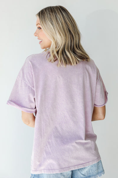 Free Bird Acid Washed Tee in lavender back view