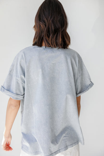 Free Bird Acid Washed Tee in grey back view