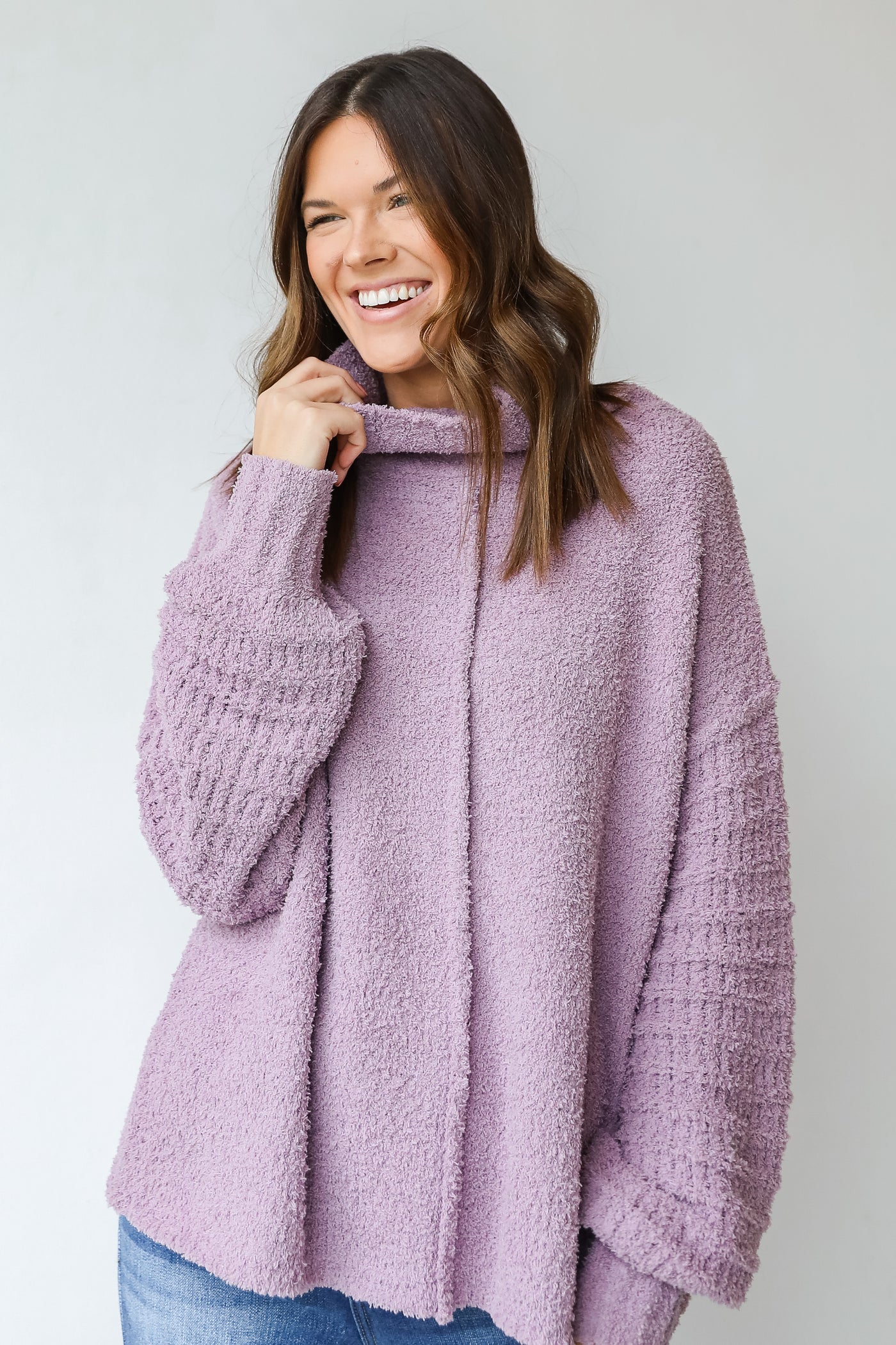 Fuzzy Knit Sweater in lilac