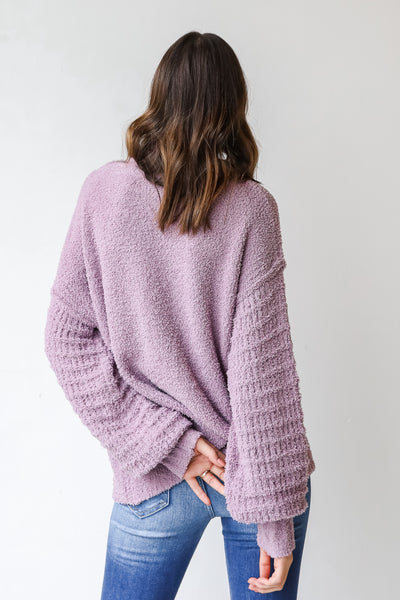 Fuzzy Knit Sweater in lilac back view