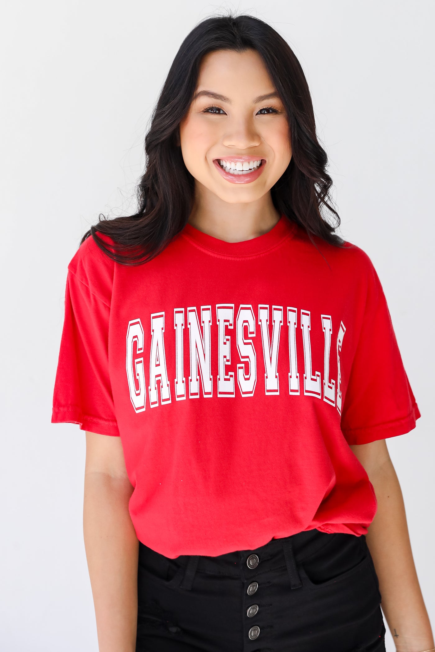 Red Gainesville Tee on model