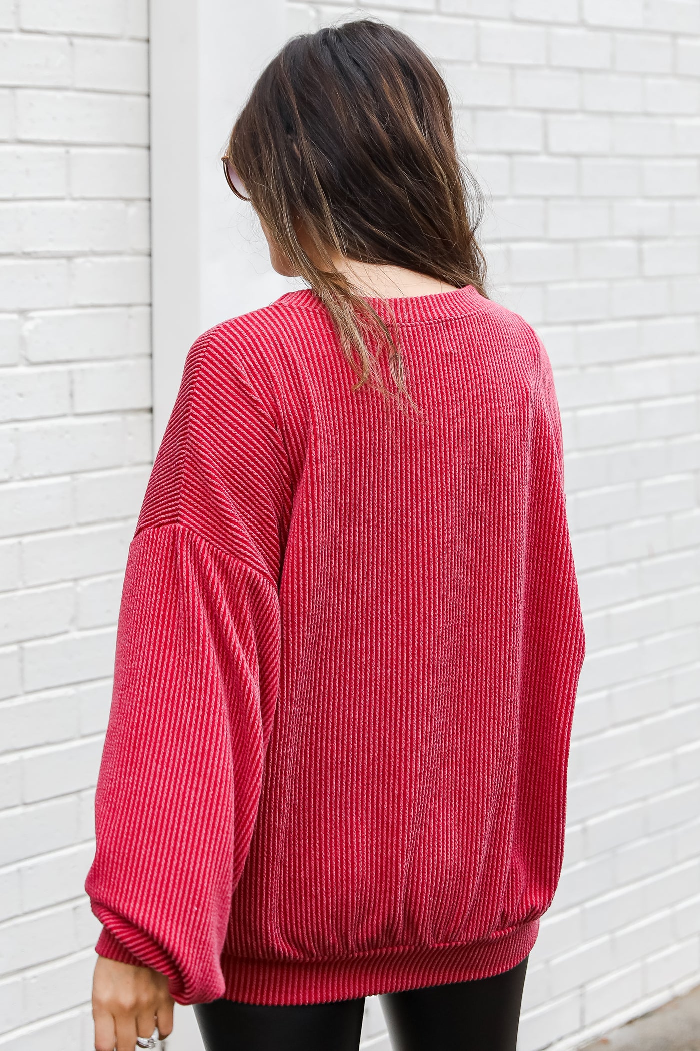 red Georgia Corded Pullover back view