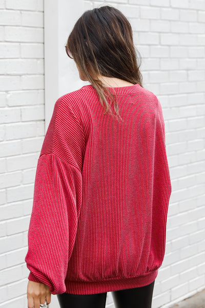 red Georgia Corded Pullover back view