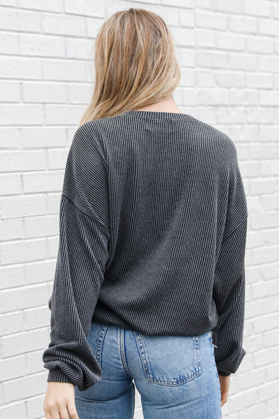 black Georgia Corded Pullover back view
