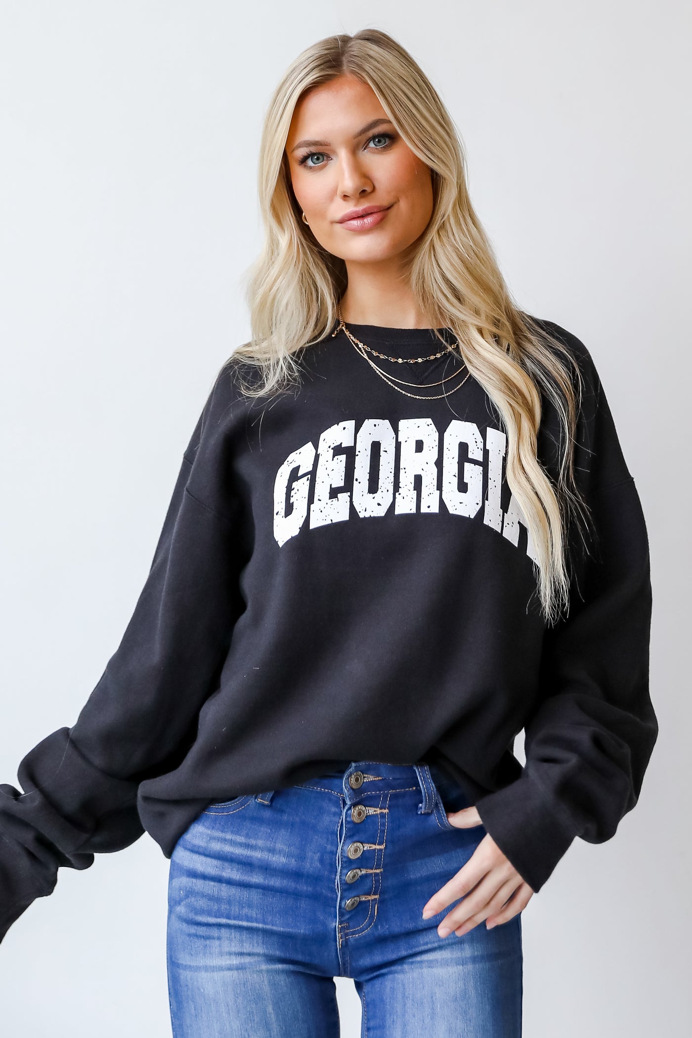 Black Georgia Pullover, Graphic Sweatshirt. Georgia Sweatshirt. Comfy Oversized