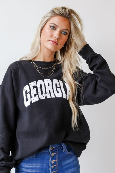 Black Georgia Pullover on model