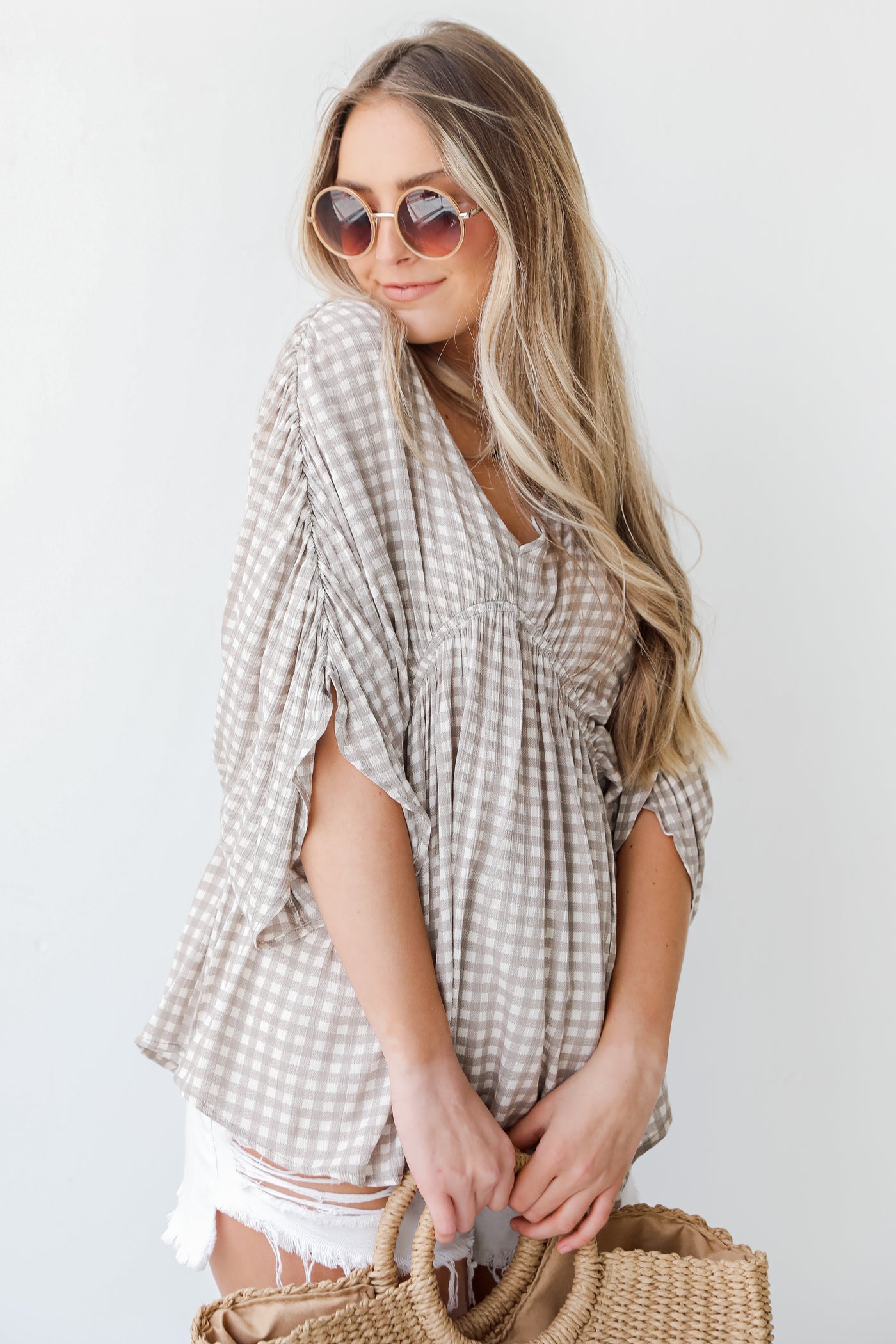Gingham Blouse in grey