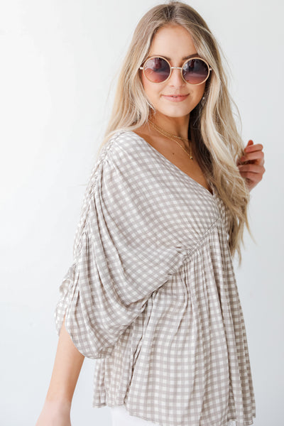 Gingham Blouse in grey side view