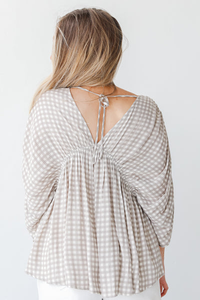 Gingham Blouse in grey back view
