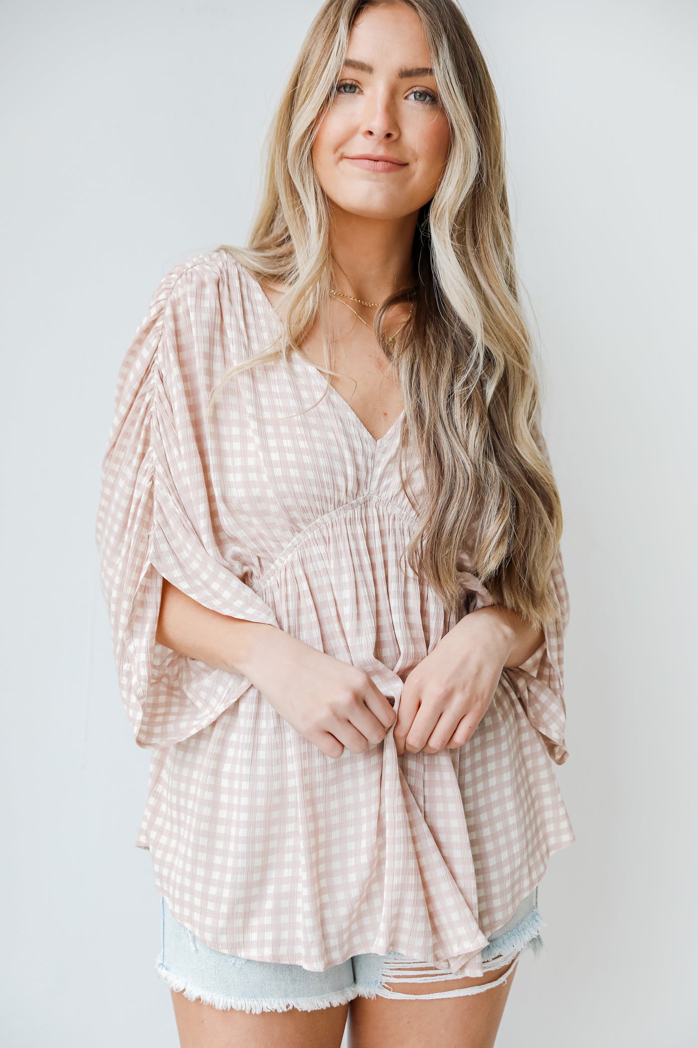 Gingham Blouse in blush