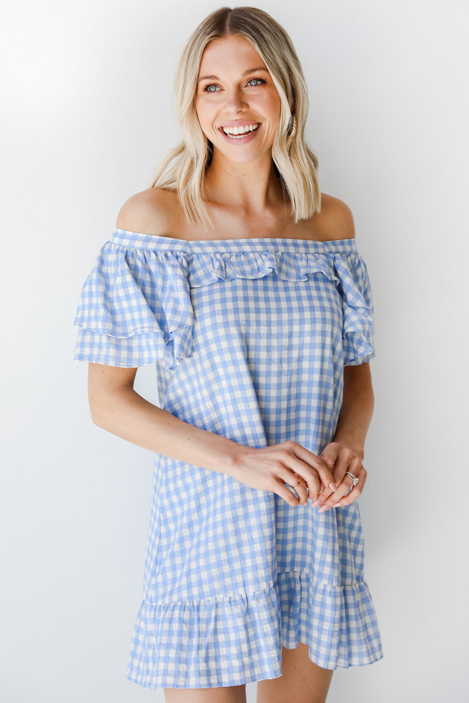 Gingham Mini Dress on model
