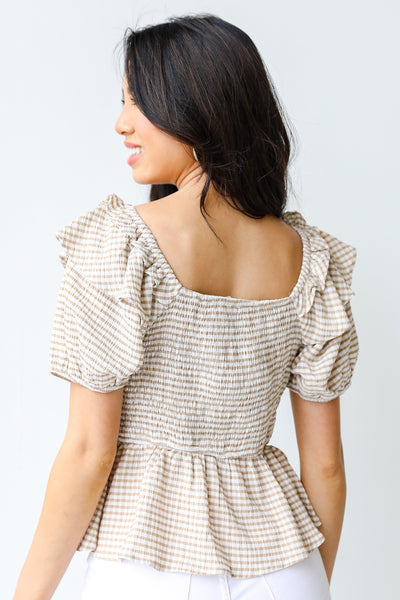Gingham Smocked Blouse back view
