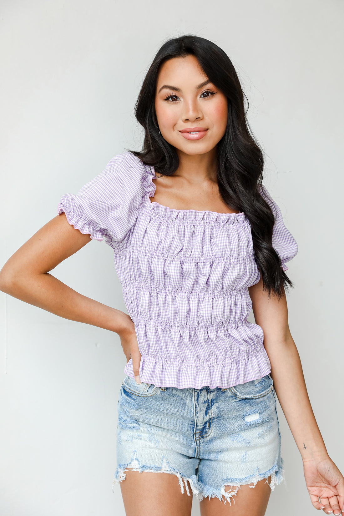 Smocked Gingham Top