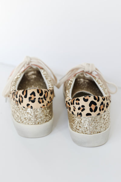 Gold Glitter Star Sneakers back view