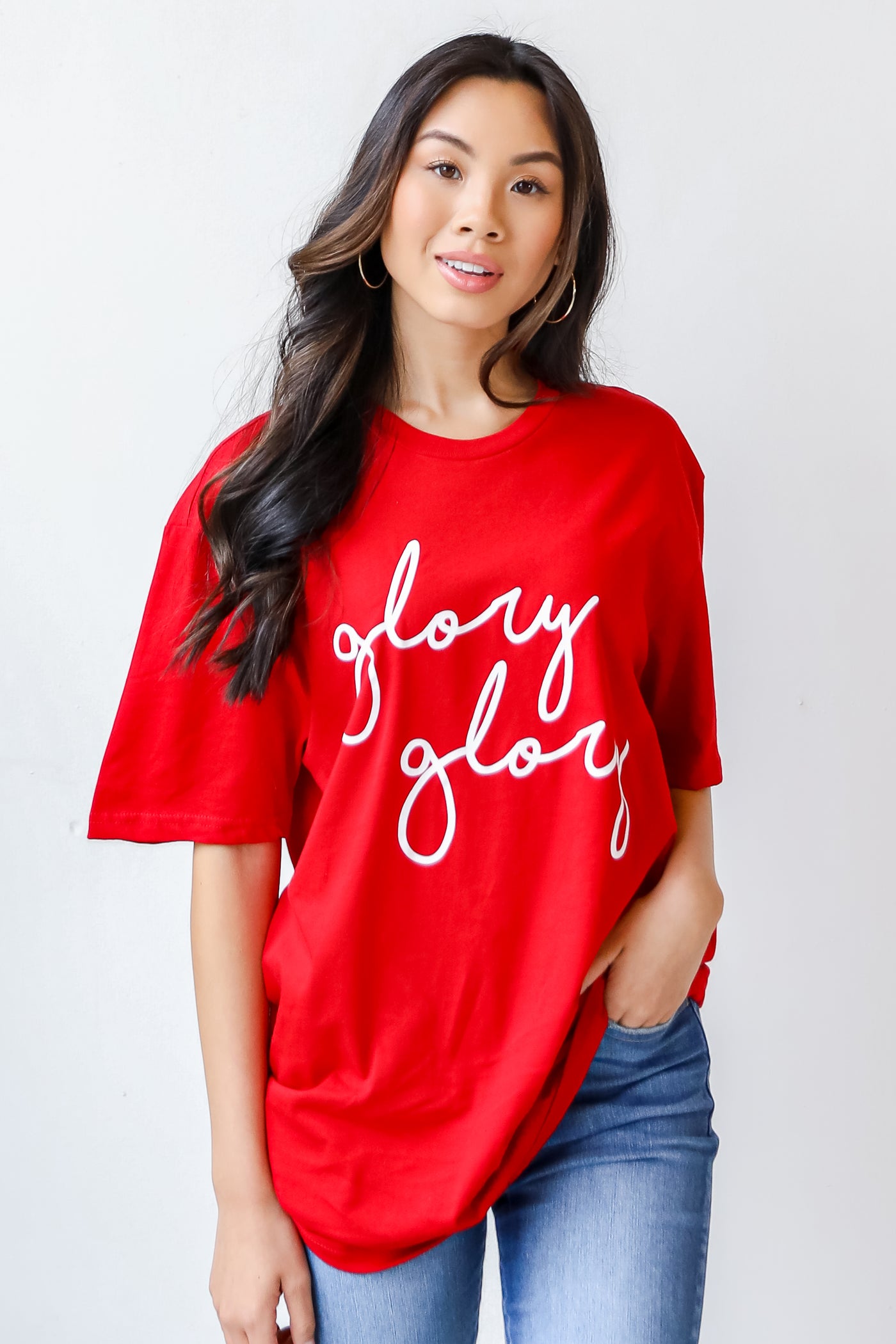 Red Glory Glory Script Tee front view