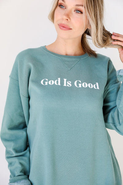 Seafoam God Is Good Pullover front view