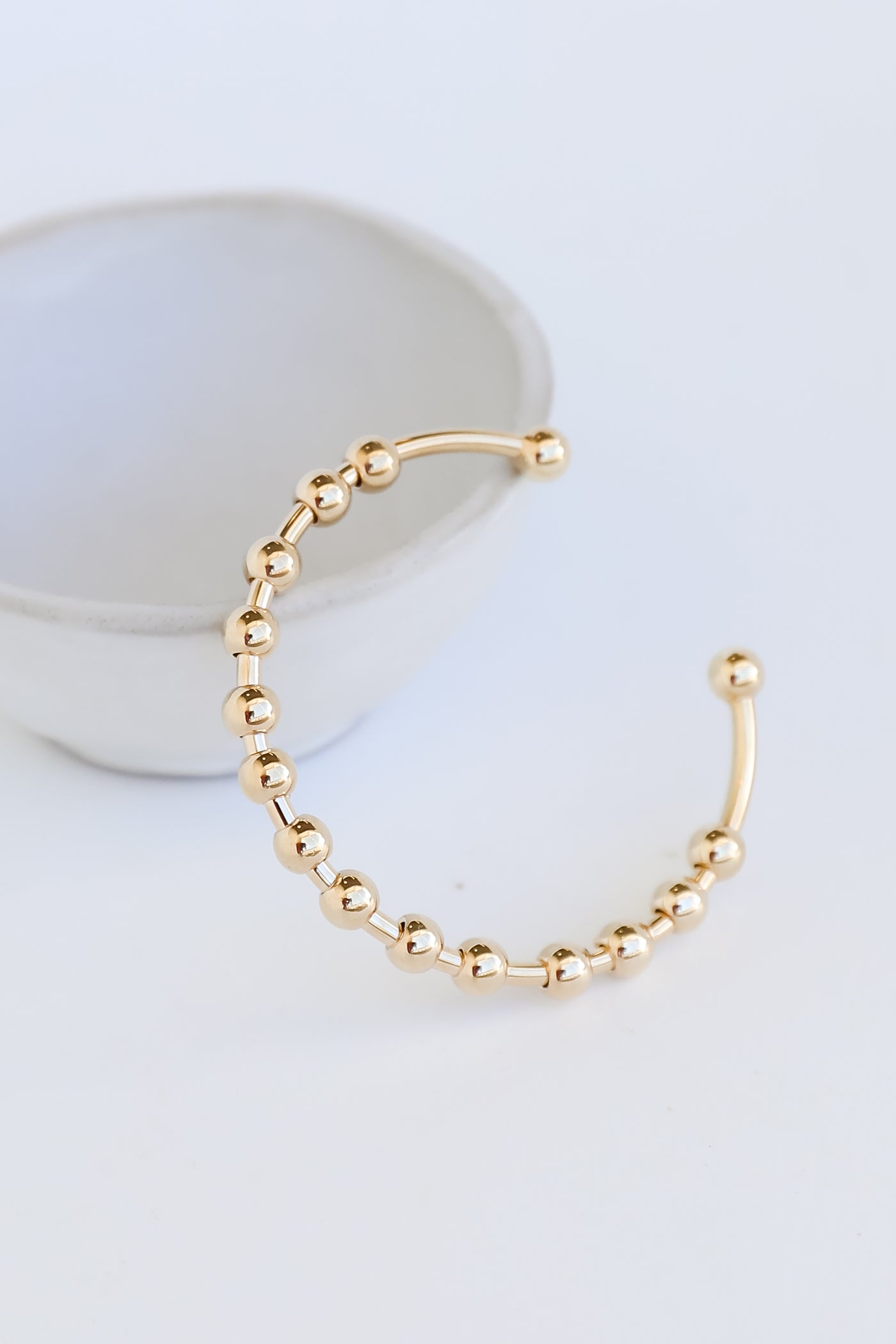 Gold Beaded Cuff Bracelet close up