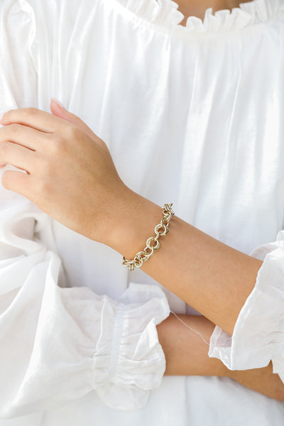 Gold Chain Bracelet on model