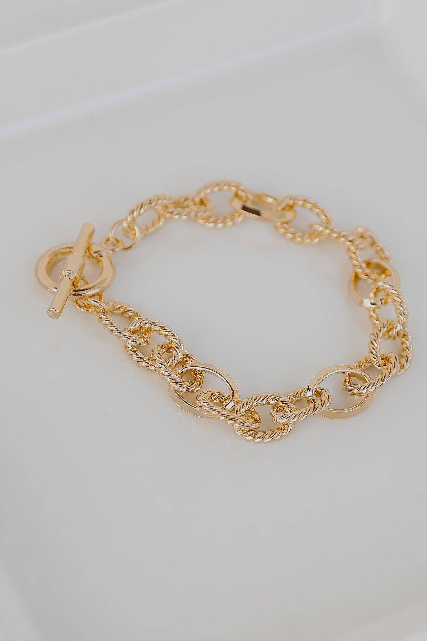 Gold Chain Bracelet flat lay