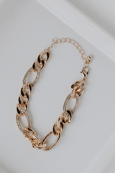 Gold Rhinestone Chain Bracelet from dress up