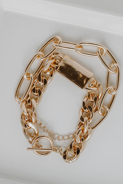 Gold Layered Chain Bracelet Set from dress up