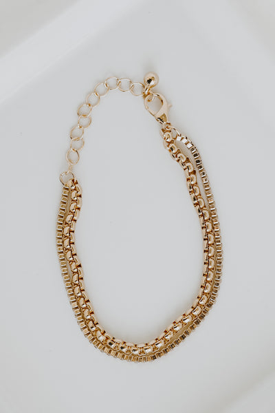 Gold Layered Chain Bracelet flat lay