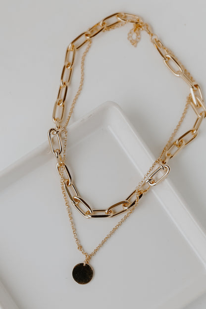 Gold Layered Chain Necklace flat lay