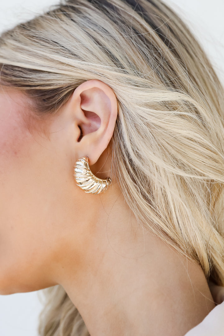 Gold Textured Hoop Earrings