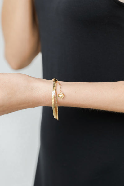 Gold Layered Chain Bracelet on model