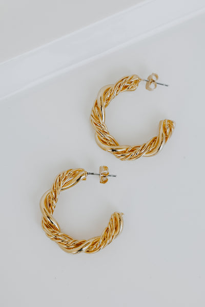 Gold Twisted Hoop Earrings from dress up
