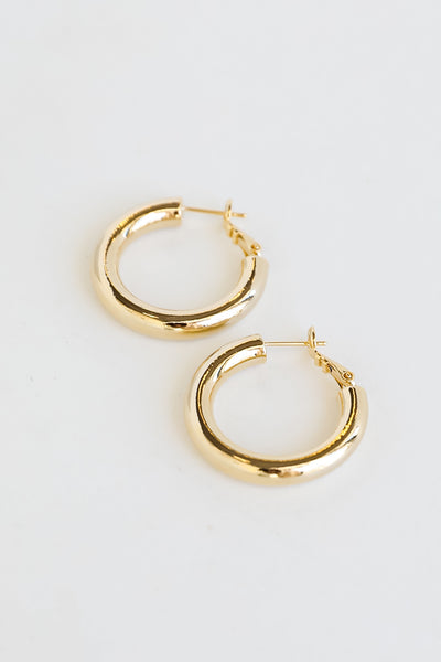 Gold Chunky Hoop Earrings close up