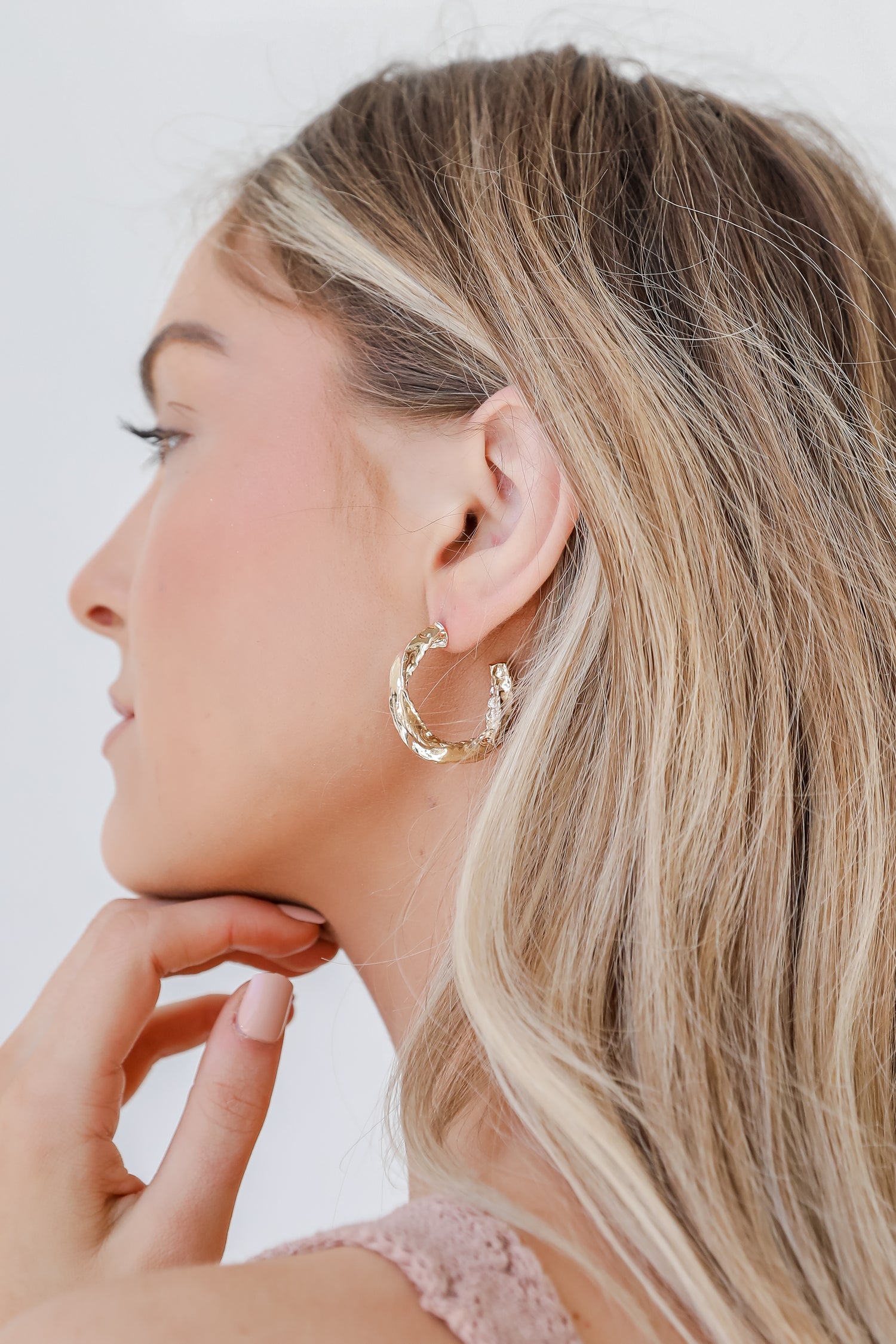 Gold Hammered Hoop Earrings