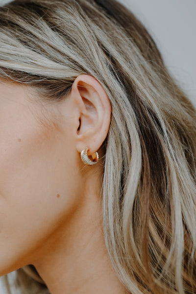 Gold Hoop Earring Set on model