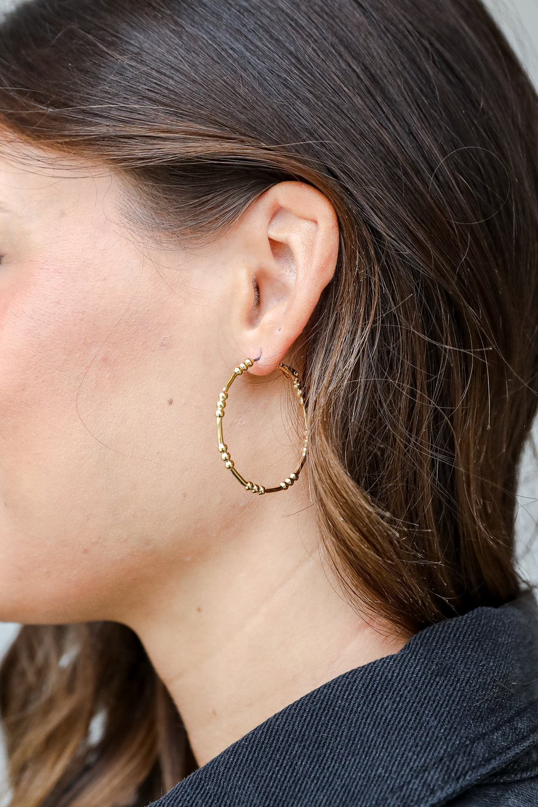 Gold Ball Hoop Earrings