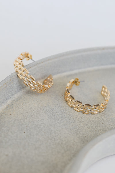 Gold Woven Hoop Earrings flat lay