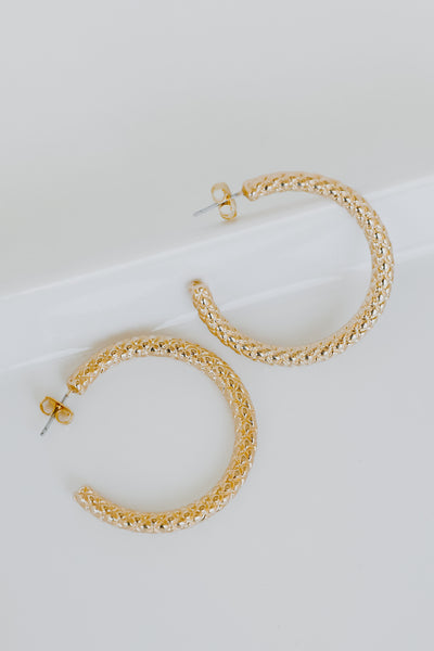Gold Textured Hoop Earrings from dress up