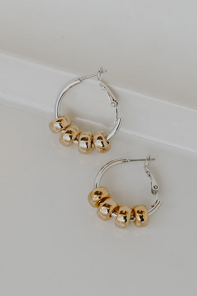 Gold Beaded Hoop Earrings from dress up