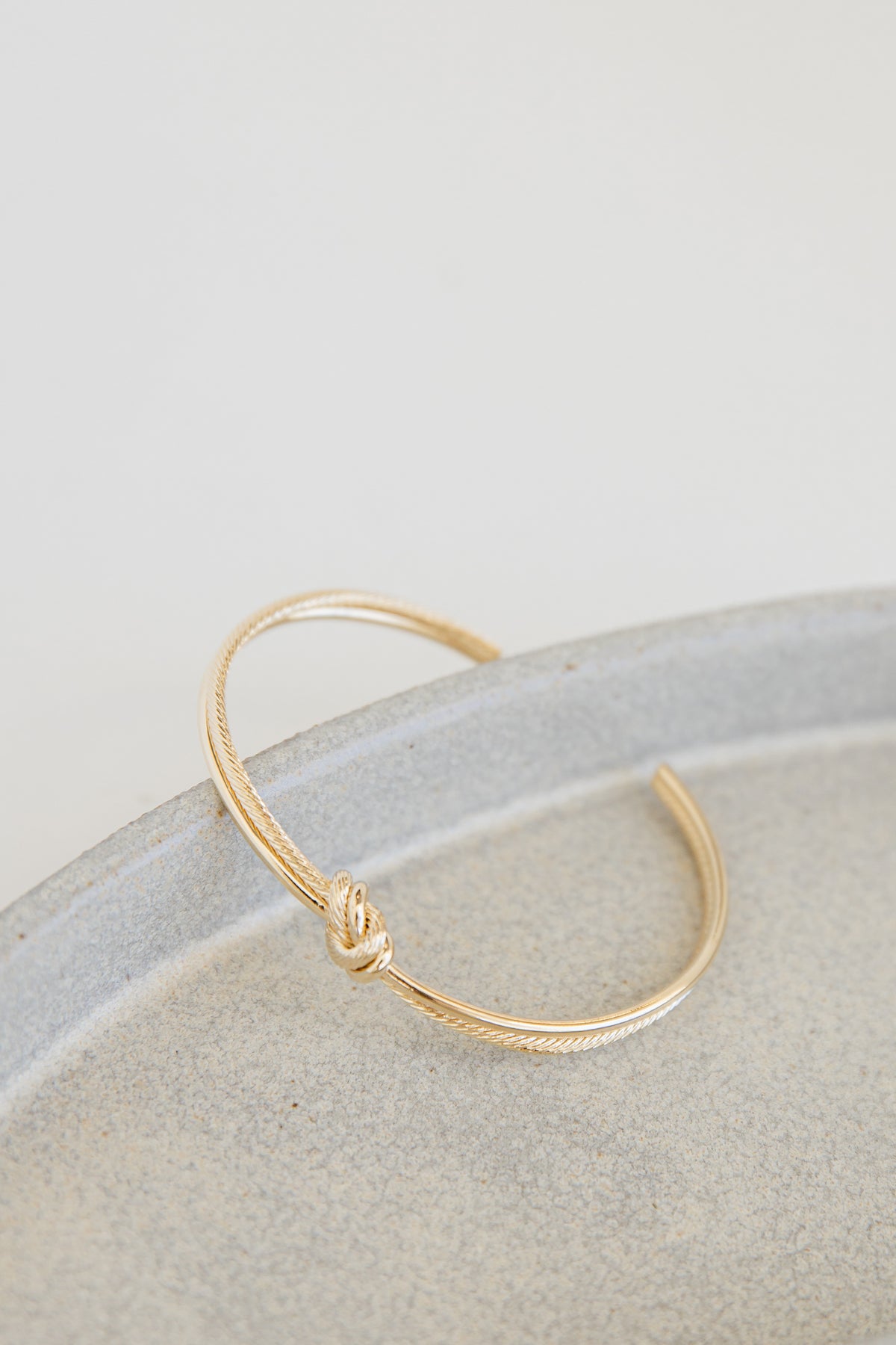 Gold Knot Cuff Bracelet close up