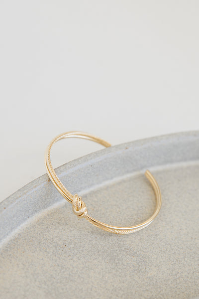 Gold Knot Cuff Bracelet close up
