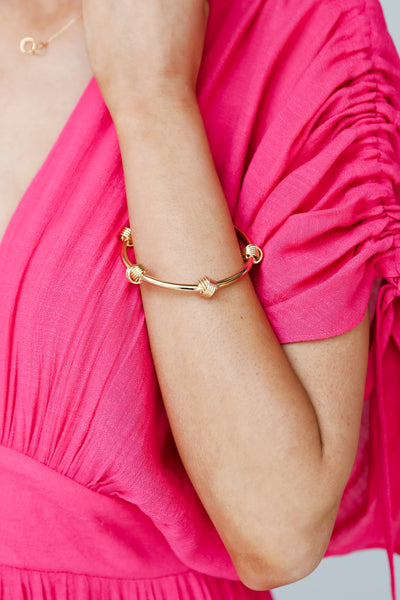 Gold Knot Bracelet on model
